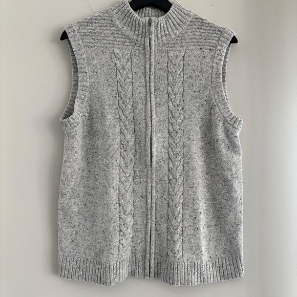 Y2K Christopher & Banks Knit Sweater Vest Size Large Zip Up Gray - Picture 1 of 4